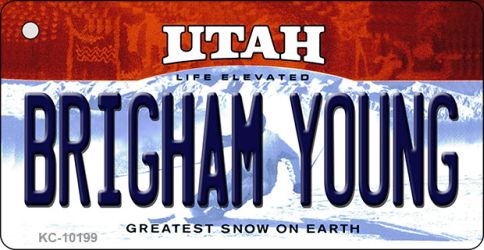 KC-10199 1.5 x 3 in. Brigham Young Utah State License Plate Key Chain