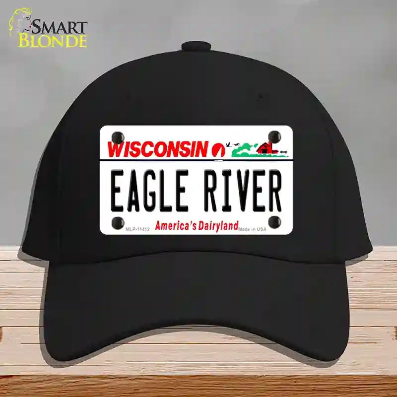 HAT03-MLP-11412 Eagle River Wisconsin Novelty License Plate Hat, Cotton - Black