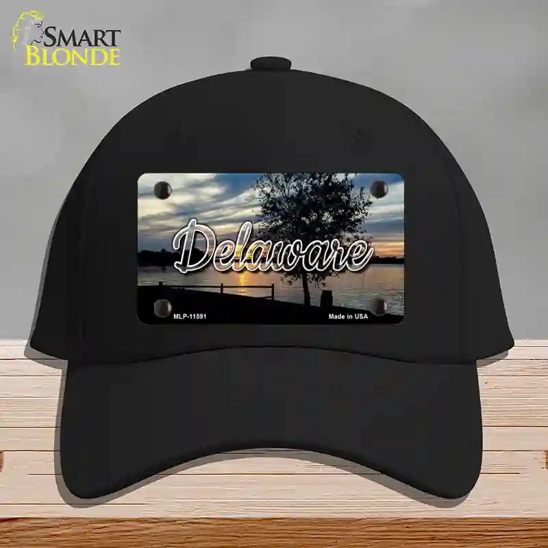 HAT03-MLP-11591 Delaware River Sunset State Novelty License Plate Hat, Cotton - Black