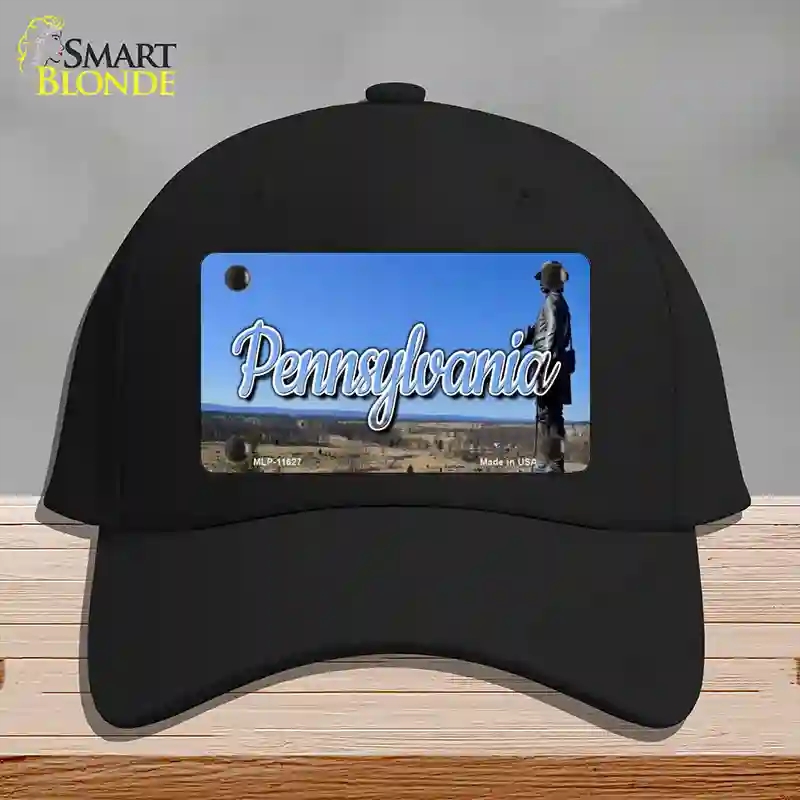 HAT03-MLP-11627 Pennsylvania Gettysburg Statue State Novelty License Plate Hat, Cotton - Black