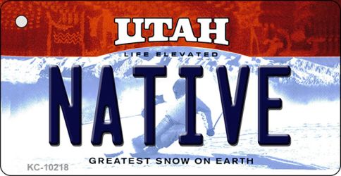 KC-10218 1.5 x 3 in. Native Utah State License Plate Key Chain