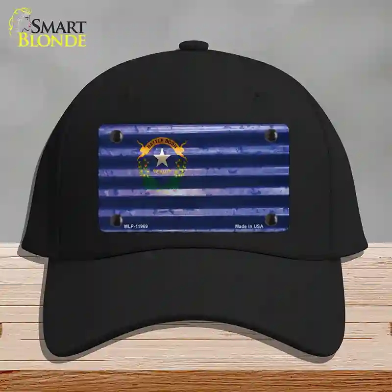 HAT03-MLP-11969 Nevada Corrugated Flag Novelty License Plate Hat, Cotton - Black