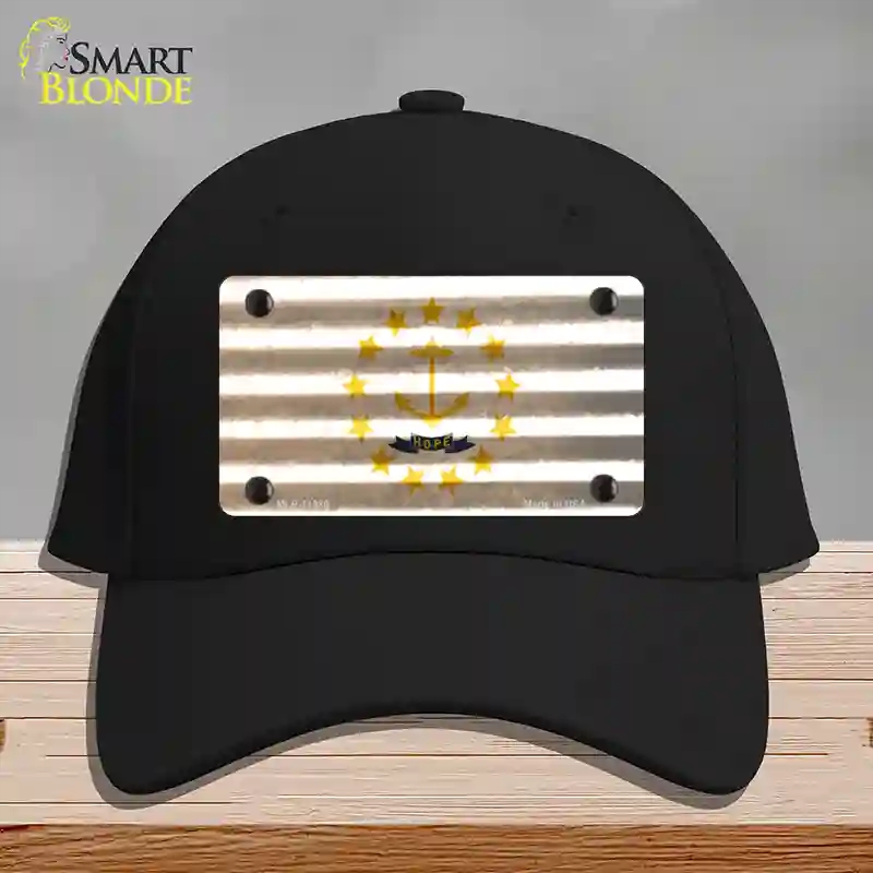 HAT03-MLP-11980 Rhode Island Corrugated Flag Novelty License Plate Hat, Cotton - Black