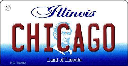 KC-10282 1.5 x 3 in. Chicago Illinois State License Plate Key Chain