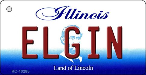 KC-10285 1.5 x 3 in. Elgin Illinois State License Plate Key Chain