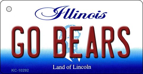 KC-10292 1.5 x 3 in. Go Bears Illinois State License Plate Key Chain