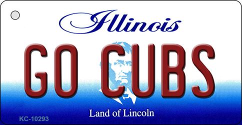 KC-10293 1.5 x 3 in. Go Cubs Illinois State License Plate Key Chain