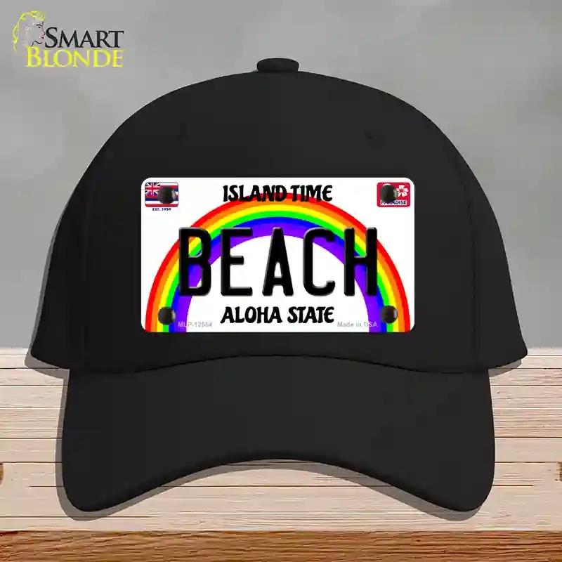 HAT03-MLP-12554 Beach Hawaii Novelty License Plate Hat, Cotton - Black