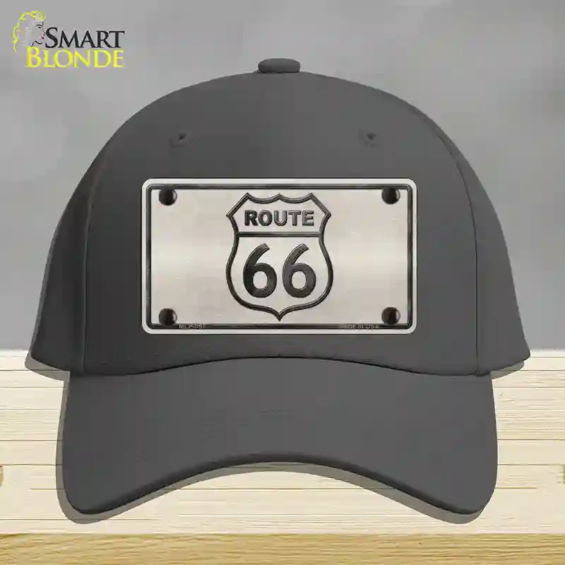 HAT04-MLP-097 Route 66 Shield White Novelty License Plate Hat, Cotton - Charcoal