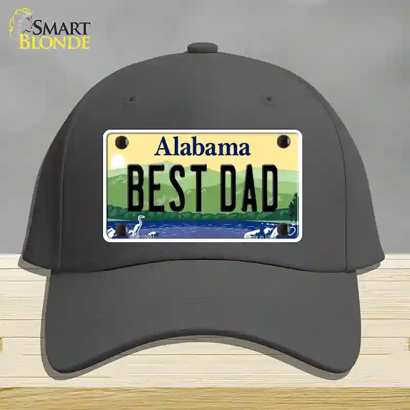 HAT04-MLP-10001 Best Dad Alabama Novelty License Plate Hat, Cotton - Charcoal