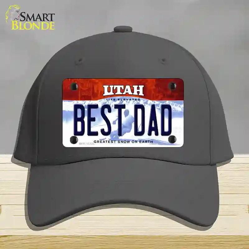HAT04-MLP-10225 Best Dad Utah Novelty License Plate Hat, Cotton - Charcoal