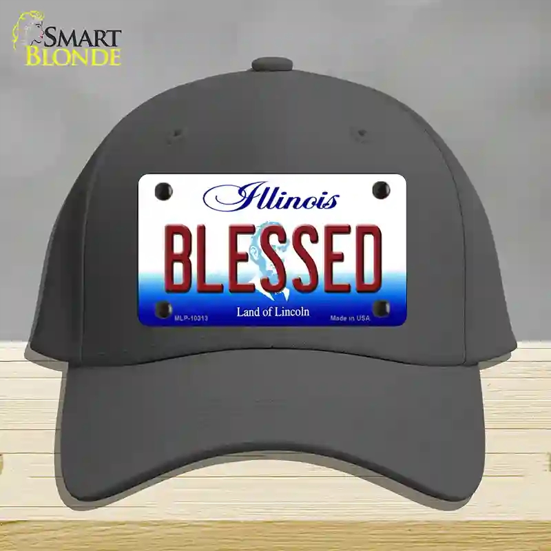 HAT04-MLP-10313 Blessed Illinois Novelty License Plate Hat, Cotton - Charcoal