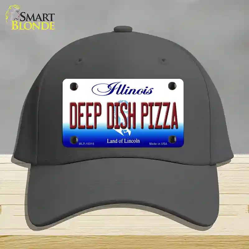 HAT04-MLP-10315 Deep Dish Pizza Illinois Novelty License Plate Hat, Cotton - Charcoal