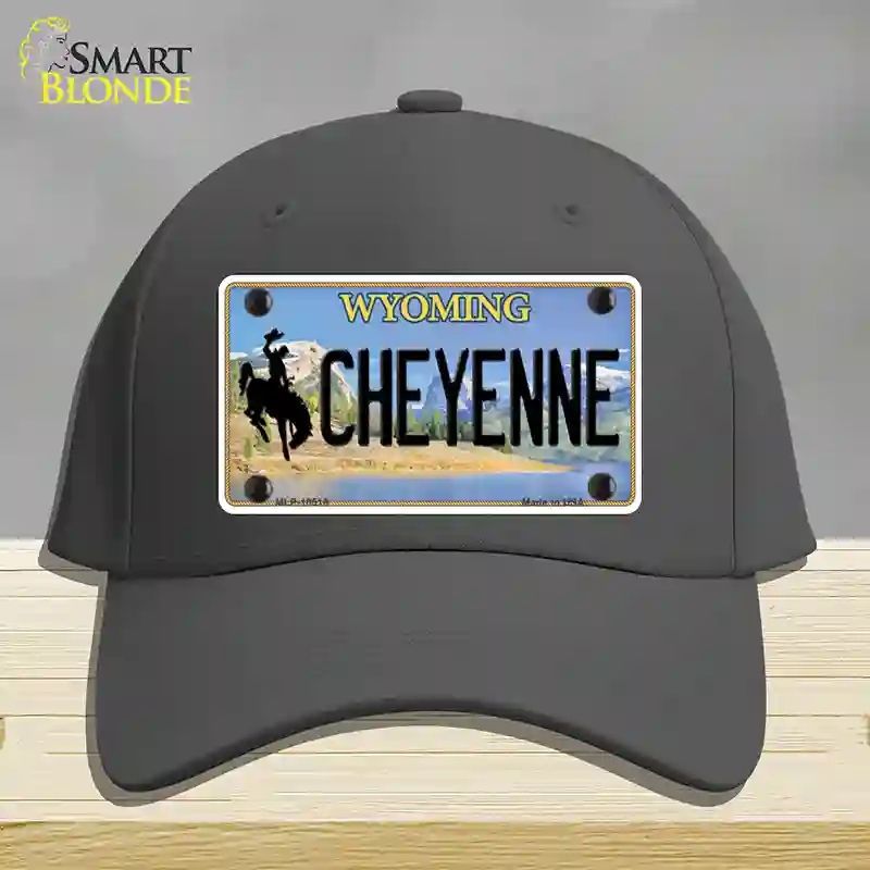 HAT04-MLP-10516 Cheyenne Wyoming Novelty License Plate Hat, Cotton - Charcoal