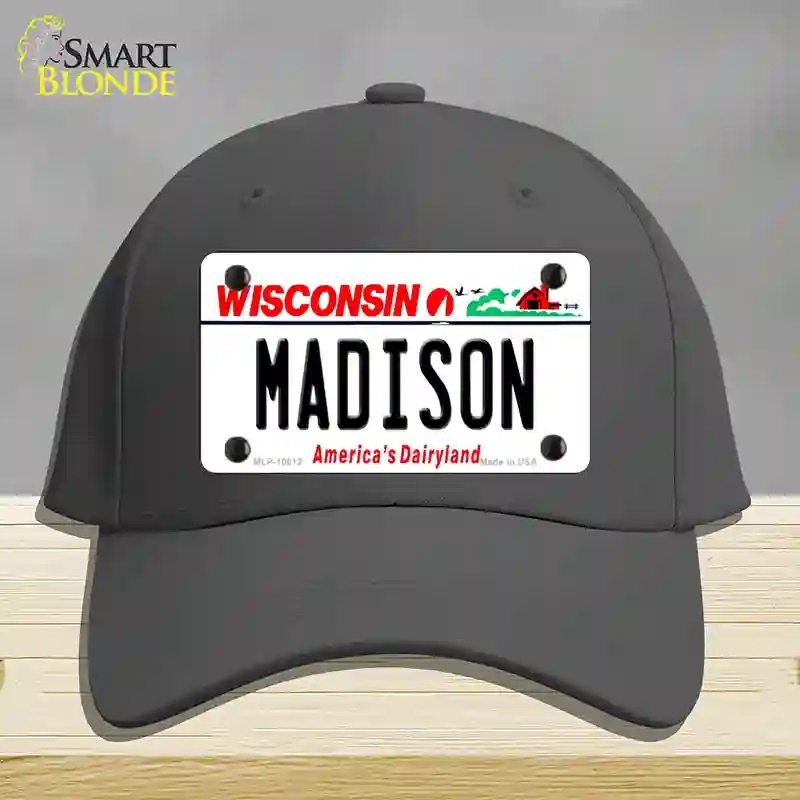 HAT04-MLP-10612 Madison Wisconsin Novelty License Plate Hat, Cotton - Charcoal