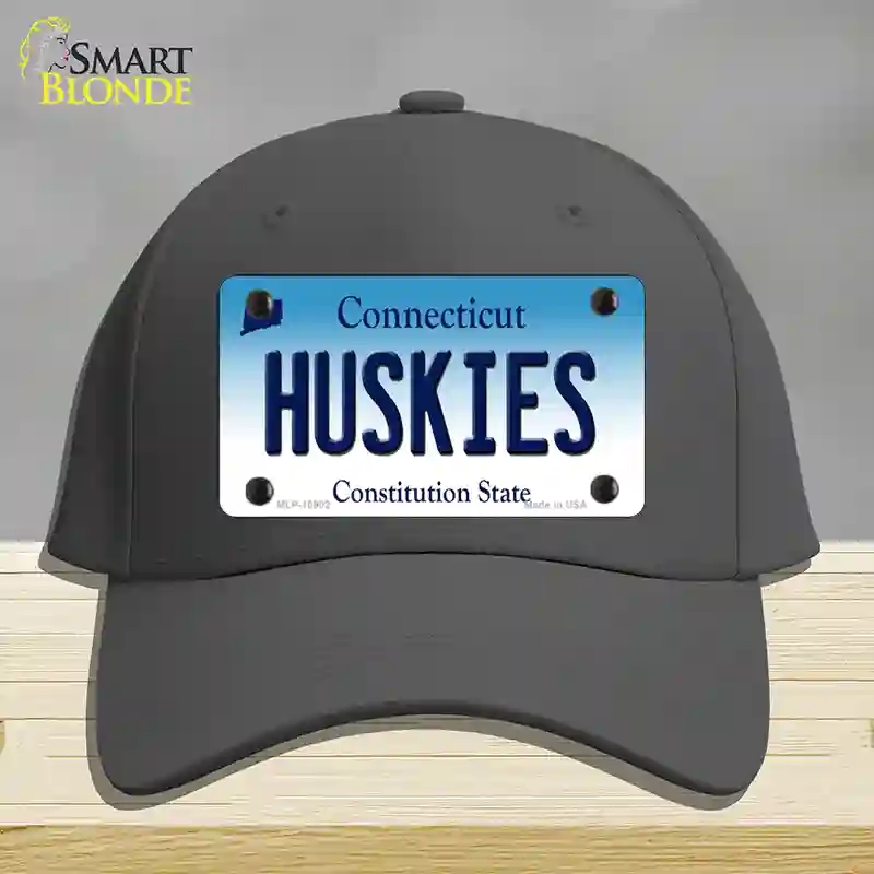 HAT04-MLP-10902 Huskies Connecticut Novelty License Plate Hat, Cotton - Charcoal