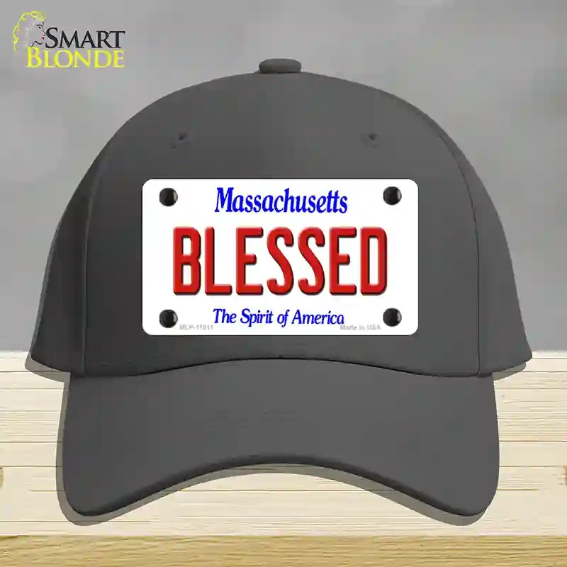 HAT04-MLP-11011 Blessed Massachusetts Novelty License Plate Hat, Cotton - Charcoal