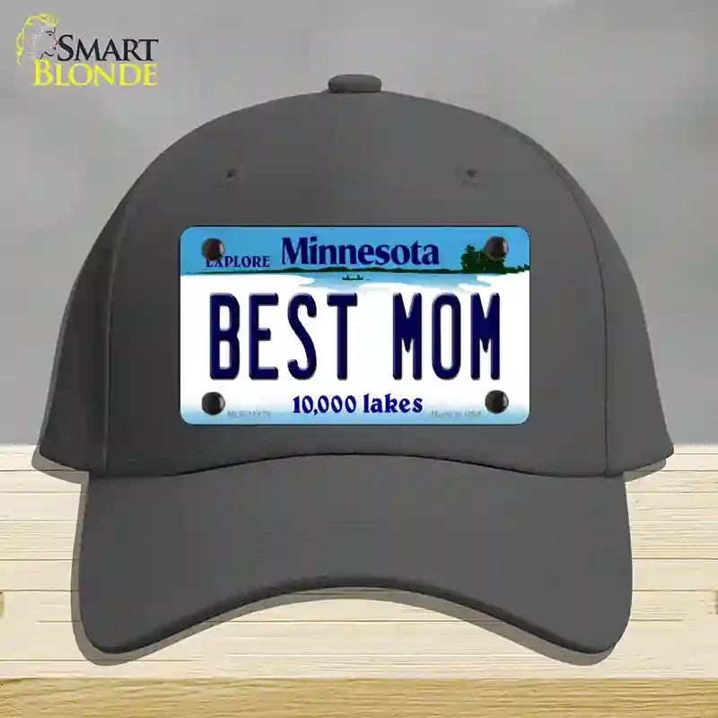 HAT04-MLP-11079 Best Mom Minnesota State Novelty License Plate Hat, Cotton - Charcoal