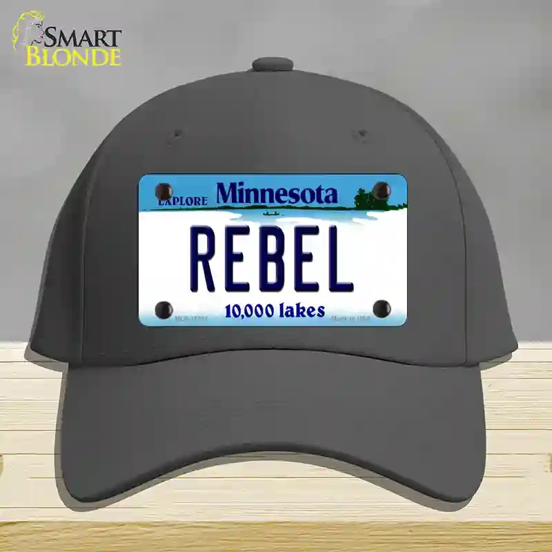 HAT04-MLP-11081 Rebel Minnesota State Novelty License Plate Hat, Cotton - Charcoal
