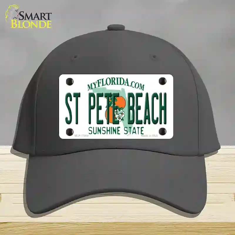 HAT04-MLP-11084 St Pete Beach Florida Novelty License Plate Hat, Cotton - Charcoal
