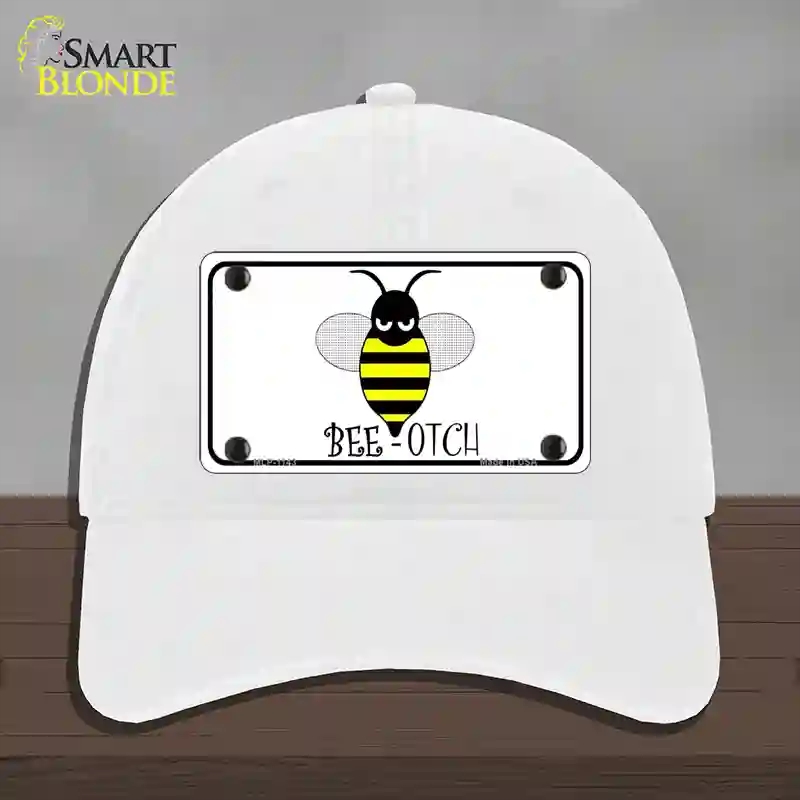 HAT14-MLP-1143 Bee-otch Novelty License Plate Hat, Unconstructed Cotton - White