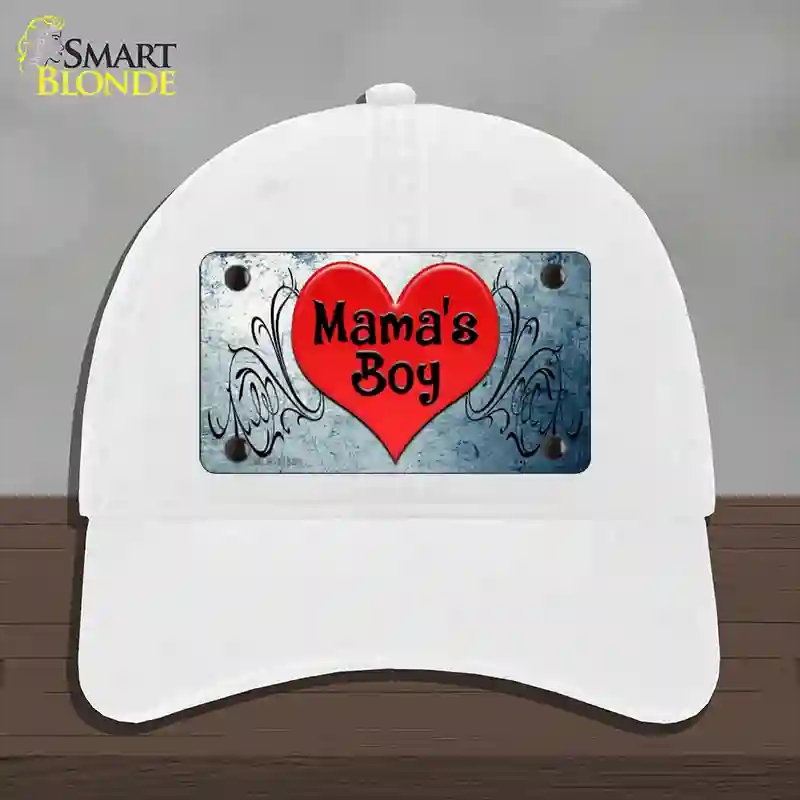 HAT14-MLP-11538 Mamas Boy Novelty License Plate Hat, Unconstructed Cotton - White