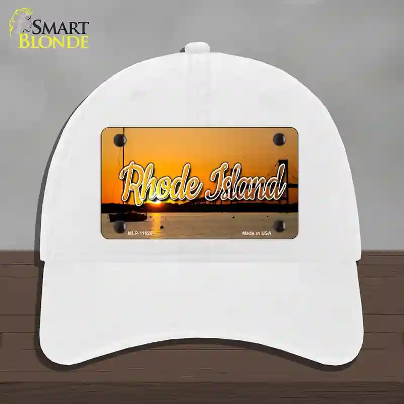 HAT14-MLP-11628 Rhode Island River Sunset State Novelty License Plate Hat, Unconstructed Cotton - White