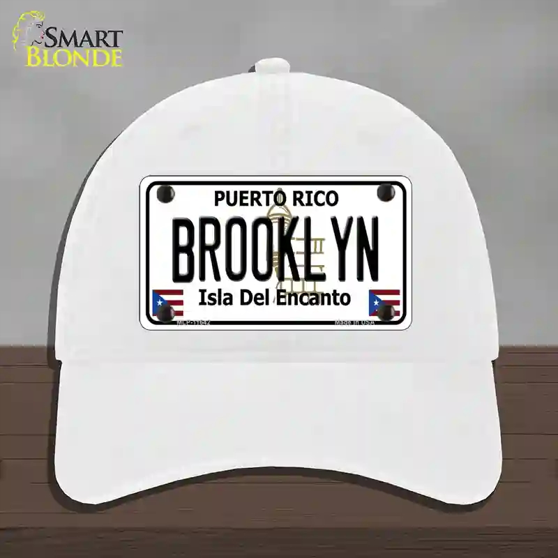 HAT14-MLP-11642 Brooklyn Puerto Rico Novelty License Plate Hat, Unconstructed Cotton - White