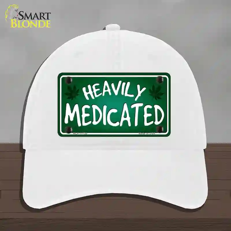 HAT14-MLP-11730 Heavily Medicated Novelty License Plate Hat, Unconstructed Cotton - White