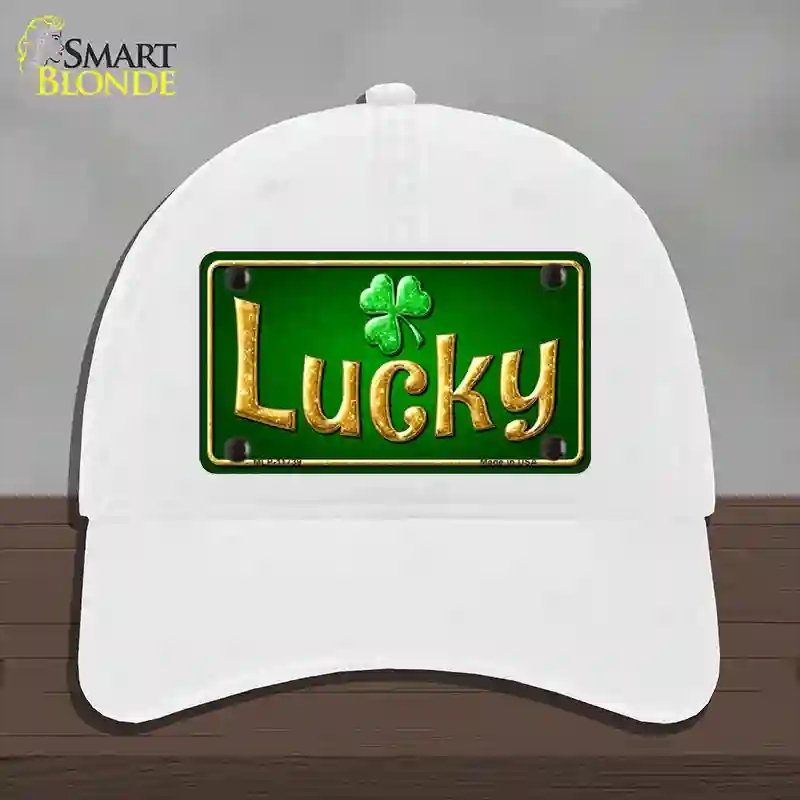HAT14-MLP-11739 Lucky Irish Novelty License Plate Hat, Unconstructed Cotton - White