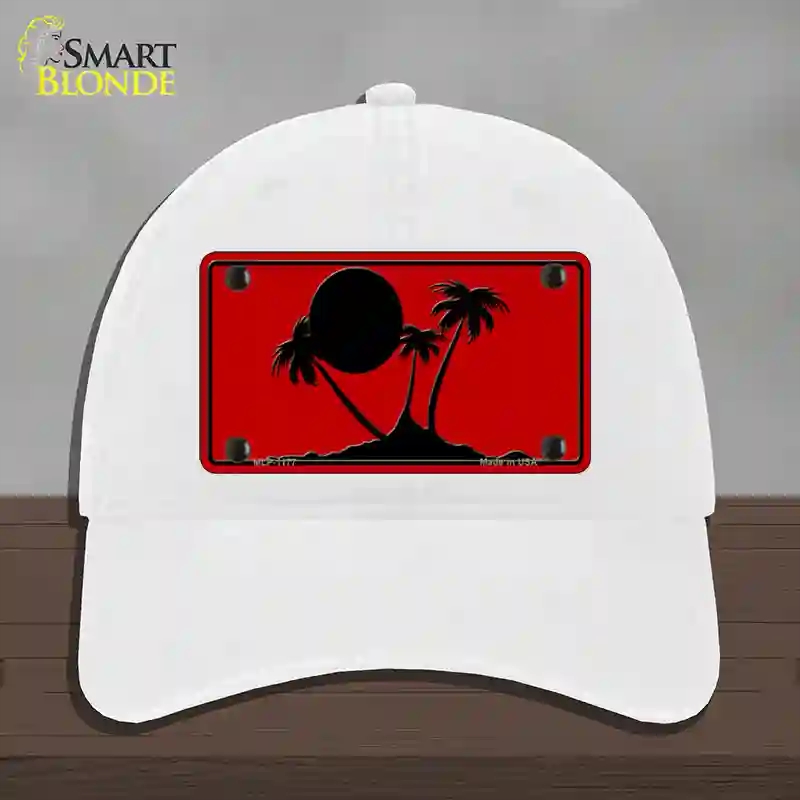 HAT14-MLP-1177 Island Palms Novelty License Plate Hat, Unconstructed Cotton - White