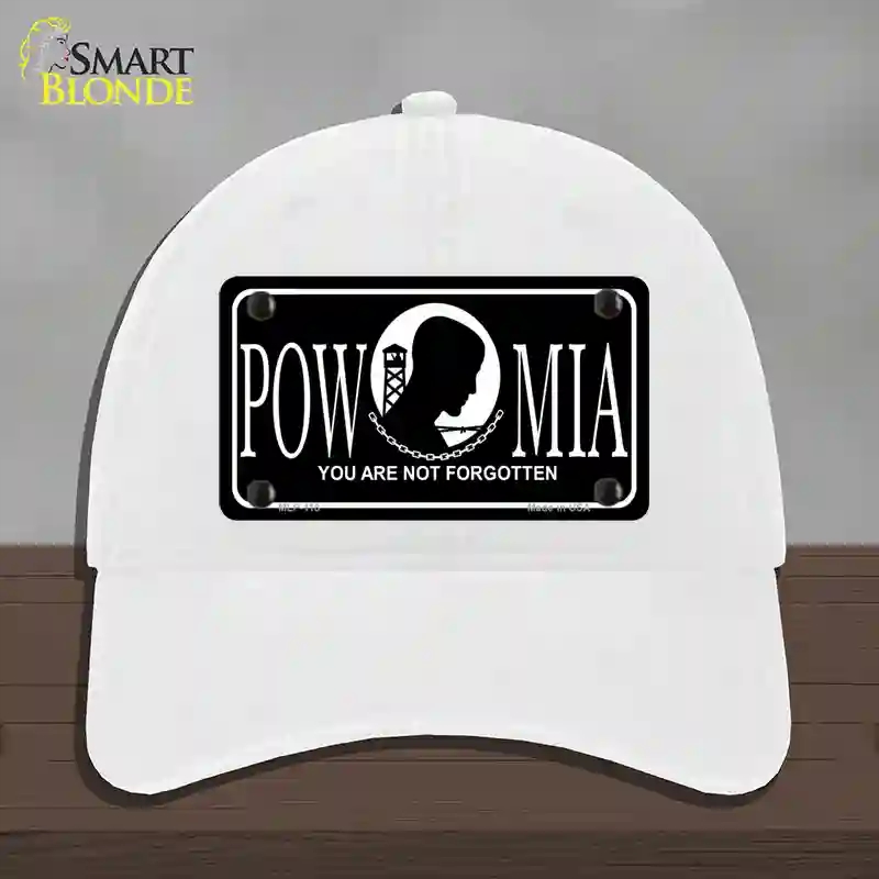 HAT14-MLP-118 POW-MIA Novelty License Plate Hat, Unconstructed Cotton - White