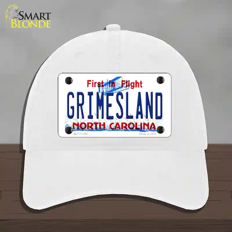HAT14-MLP-11839 Grimesland North Carolina Novelty License Plate Hat, Unconstructed Cotton - White