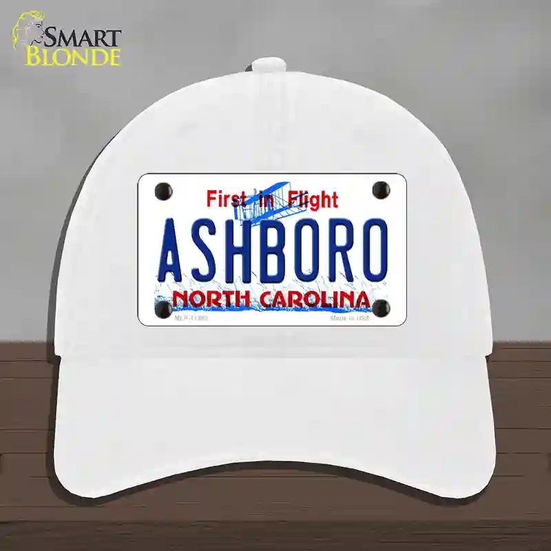HAT14-MLP-11843 Ashboro North Carolina Novelty License Plate Hat, Unconstructed Cotton - White
