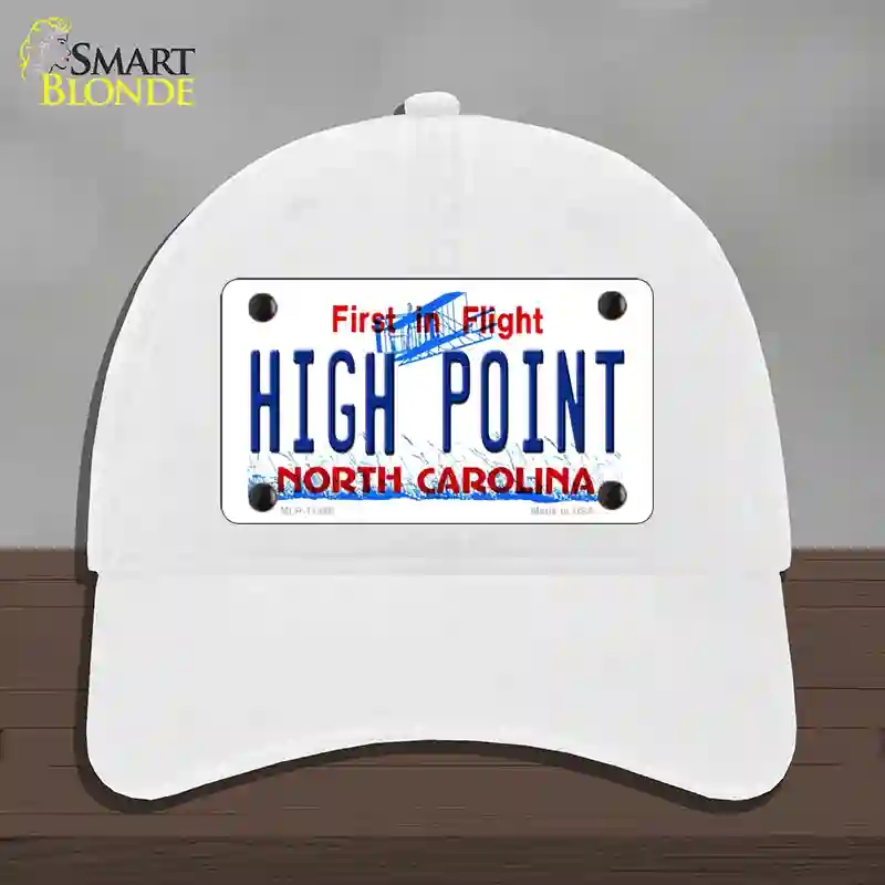 HAT14-MLP-11848 High Point North Carolina Novelty License Plate Hat, Unconstructed Cotton - White