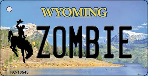 KC-10545 3.5 x 2 in. Zombie Wyoming State License Plate Key Chain