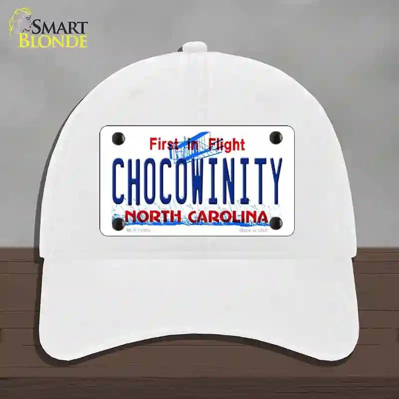 HAT14-MLP-11854 Chocowinity North Carolina Novelty License Plate Hat, Unconstructed Cotton - White