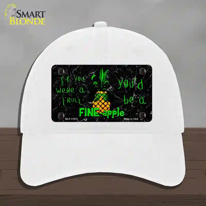 HAT14-MLP-11873 Fineapple Novelty License Plate Hat, Unconstructed Cotton - White