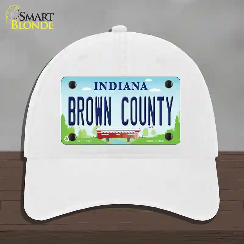 HAT14-MLP-11875 Brown County Indiana Novelty License Plate Hat, Unconstructed Cotton - White
