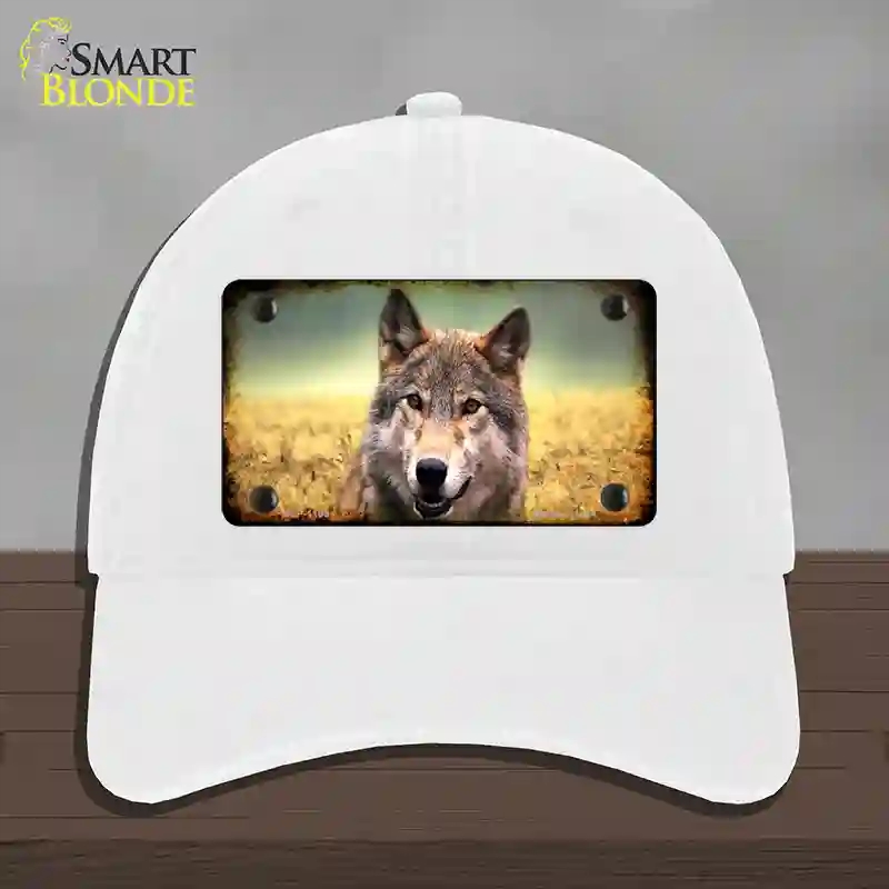 HAT14-MLP-1189 Wolf Novelty License Plate Hat, Unconstructed Cotton - White