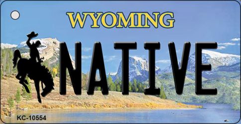 KC-10554 3.5 x 2 in. Native Wyoming State License Plate Key Chain