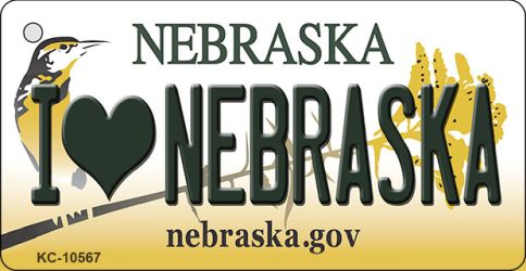 KC-10567 I Love Nebraska State License Plate Novelty Key Chain