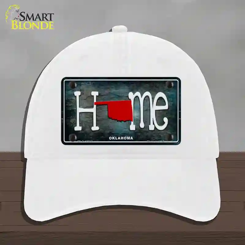 HAT14-MLP-12027 Oklahoma Home State Outline Novelty License Plate Hat, Unconstructed Cotton - White