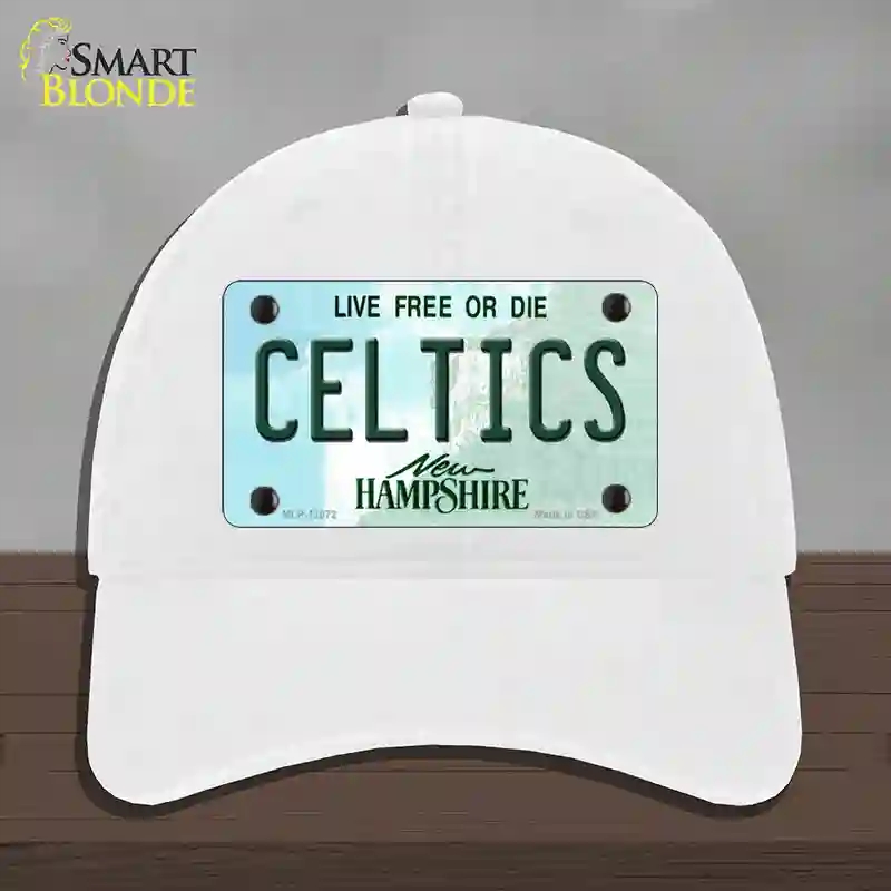 HAT14-MLP-12072 Celtics   Hampshire State Novelty License Plate Hat, Unconstructed Cotton - White