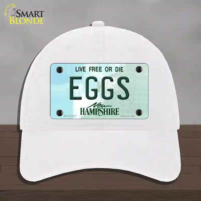 HAT14-MLP-12075 Eggs   Hampshire State Novelty License Plate Hat, Unconstructed Cotton - White
