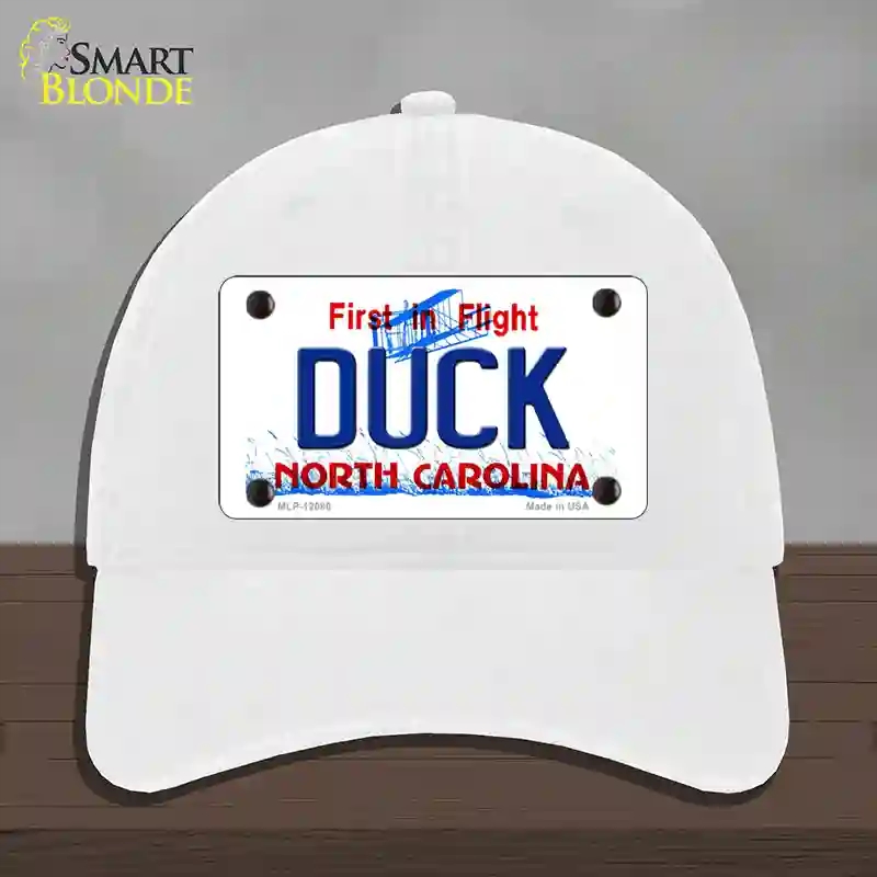 HAT14-MLP-12086 Duck North Carolina State Novelty License Plate Hat, Unconstructed Cotton - White
