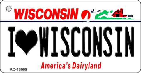 KC-10609 I Love Wisconsin License Plate Novelty Key Chain