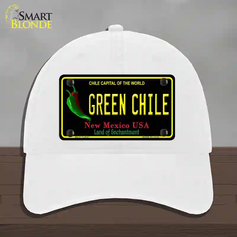 HAT14-MLP-12501 Green Chile   Mexico Black Novelty License Plate Hat, Unconstructed Cotton - White