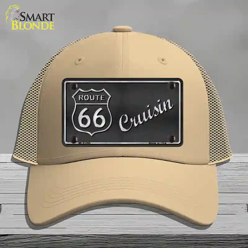 HAT15-MLP-095 Route 66 Cruising Novelty License Plate Hat, Mesh - Khaki