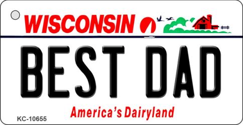 KC-10655 Best Dad Wisconsin License Plate Novelty Key Chain